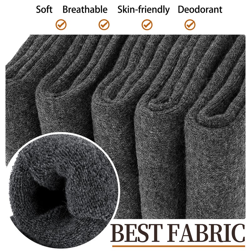 Sandsuced Wool Warm Socks for Women Winter Hiking Thick Boot Thermal Cozy Crew Work Soft Ladies Socks 5 Packï¼ˆSolid Color Greyï¼‰ - Image 5